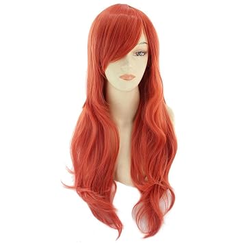 شعر مستعار طويل مجعد للنساء من BERON Orange Wig للبنات شعر مستعار اصطناعي مقاوم للحرارة باللون البرتقالي الداكن لشعر مستعار حفلة