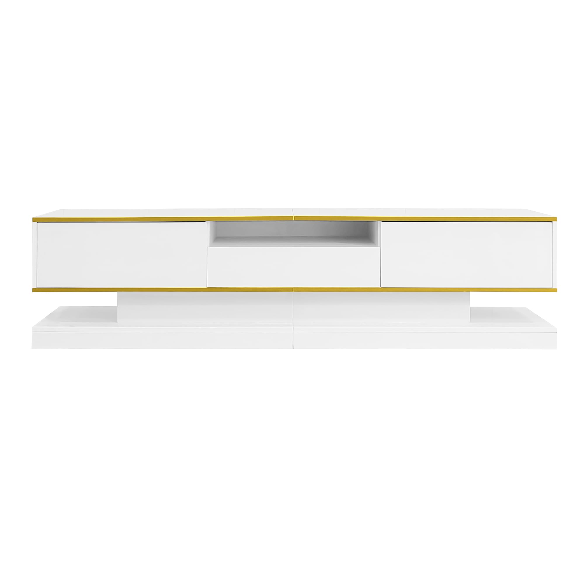 Mobile TV moderno, dotato di 3 cassetti e 1 ripiano aperto, con illuminazione LED a colori variabili, superficie lucida, 180x38x45 cm,mobili salotto porta tv,mobile soggiorno (bianco)