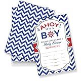 Eyouyeqi Nautical Baby Shower Invitations - It's a Boy Navy Blue Fill-in Invites, Anchor Themed Baptism/Pregnancy Announcement/Gender Reveal Party Supplies Decorations(25 Count with Envelopes) - B12