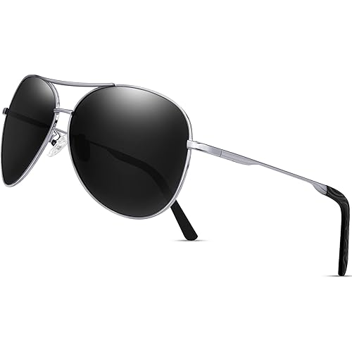 BOTPOV Aviator Sunglasses for Men Women Polarized UV400 Protection Mirrored Lens Metal Frame with Spring Hinges