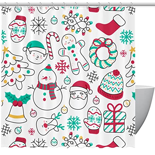 Rideau de douche de Noël imperméable et lavable pour salle de bain - 2
