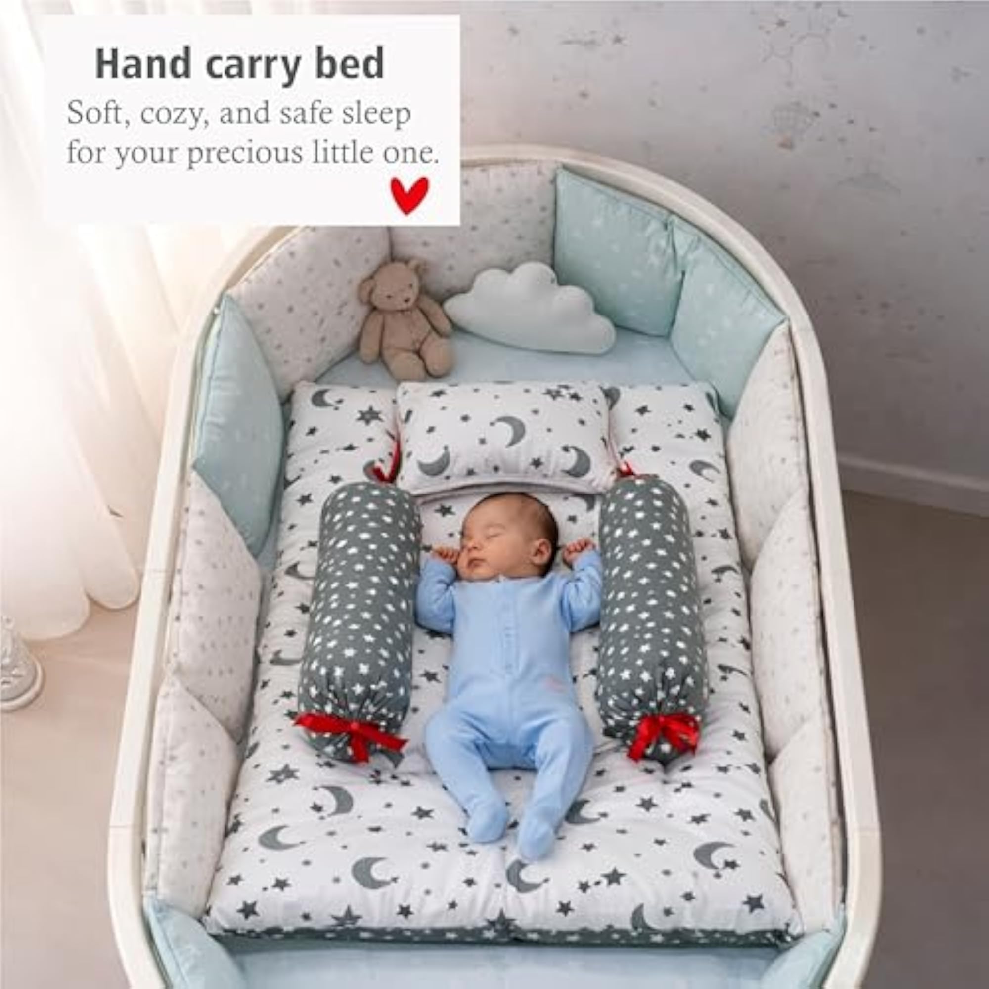 Baby Bedding Set with Mosquito Net, Moon and Stars Pattern