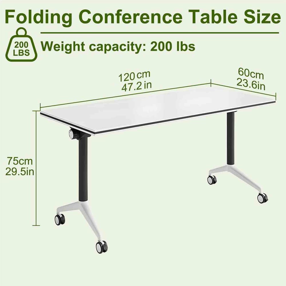 Klappbarer Konferenztisch mit Rollen, mobiler Klappbarer Trainingstisch, modularer, platzsparender Besprechungstisch, mit 2,5 cm dicker Desktop, für Büro, Klassenzimmer und Konferenzraum