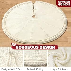 Christmas Tree Skirt 48 Inch Large - Knit Knitted Thick Rustic Tree Skirt Decor for Thanksgiving Xmas Holiday Party Winter Farmhouse New Year Decoration Indoor Outdoor(Cream) Christmas Tree Skirt 48 Inch Large Knit Knitted Thick Rustic Tree Skirt Decor for Thanksgiving Xmas Holiday Party Winter Farmhouse New Year Decoration Indoor OutdoorCream