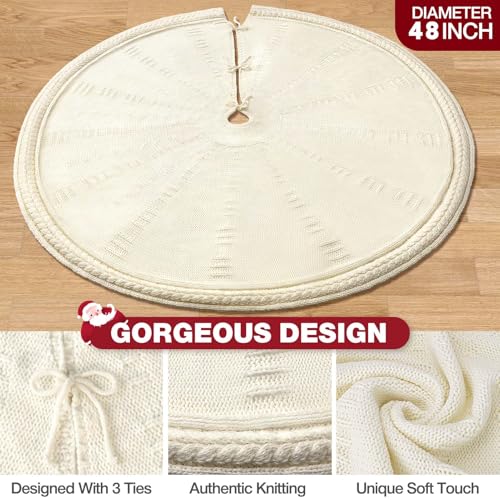 Christmas-Tree-Skirt-48-Inch-Large-Knit-Knitted-Thick-Rustic-Tree-Skirt-Decor-for-Thanksgiving-Xmas-Holiday-Party-Winter-Farmhouse-New-Year-Decoration-Indoor-OutdoorCream Christmas Tree Skirt 48 Inch Large Knit Knitted Thick Rustic Tree Skirt Decor for Thanksgiving Xmas Holiday Party Winter Farmhouse New Year Decoration Indoor OutdoorCream