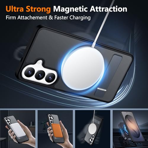 Image of SPIDERCASE Magnetic for Samsung Galaxy S26 Case, [3 Stand Ways][ Military Grade Drop Protection] with Invisible Stand Shockproof Slim Case for Samsung Galaxy S26 6.3 inch, Black