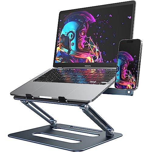 Gatatol Laptop Stand with [Phone Holder Designed for MagSafe], Height Adjustable Stand for Desk, Ergonomic Riser Holder Mount for MacBook Air/Pro, Notebooks Computer (11”-17”) -L (Smoky Blue)