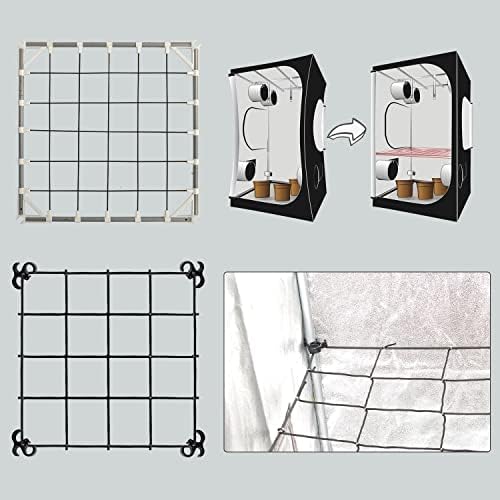 POTLAB® Advanced Scrog net 2x2 Flexible Elastic Trellis Netting Plants Support kit with Poles Prevent Tent Walls Sucking in for Grow Tent 2x2