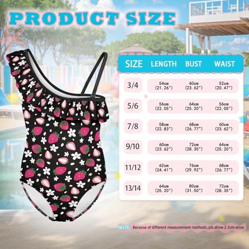 Image of Girls One Piece Swimsuit Ruffled Halter Bathing Suit with Adjustable Strap Beach Sport Swimwear for 3-14 Years