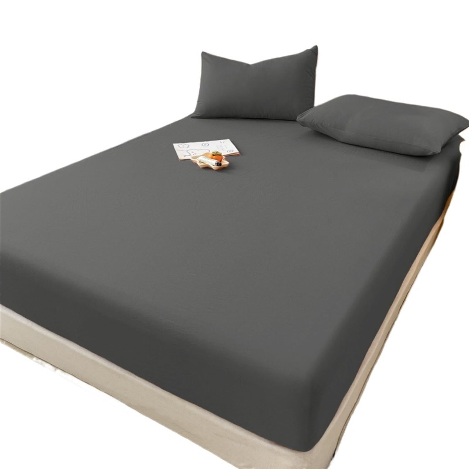 Lenzuolo con Angoli Extra Profondo Lenzuolo con angoli morbido for hotel tasca profonda 38 cm copriletto di lunga durata extra profondo(Dark Grey,90X200X38cm1pc)