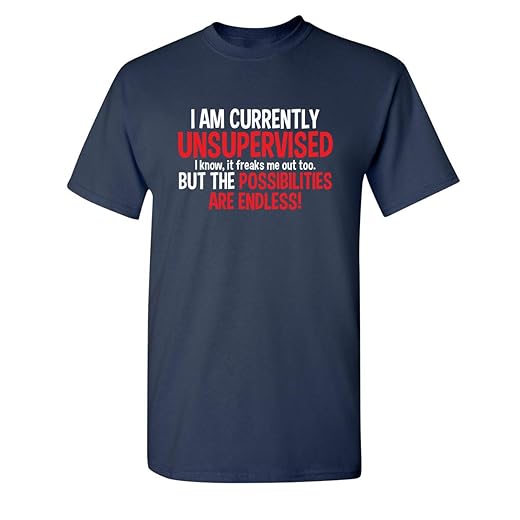 I'm Currently Unsupervised Novelty Graphic Sarcastic Humorous Mens Funny T Shirt
