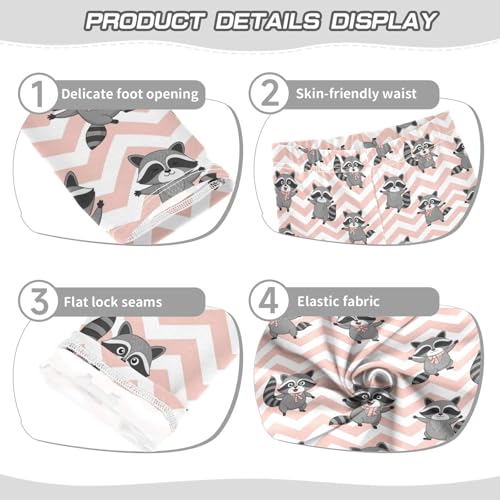 Girls Leggings Size 4T Raccoon Pink Ripple Breathable Stretchy Tights Girl Yoga Pants for Dresses Dance3