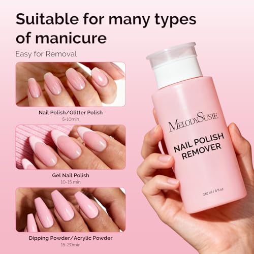 Image of MelodySusie Acetone Nail Polish Remover, 240ML Professional Soak off Gel Nail Polish Remover with Aloe Scent, Quickly & Powerful Remover with Pump for Acrylic Dip Powder