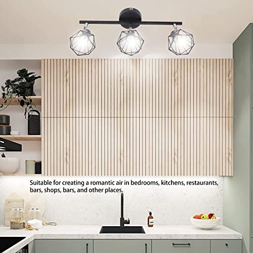 Spotlight de plafond rotatif noir mat à 3 têtes orientables en fer moderne - 5