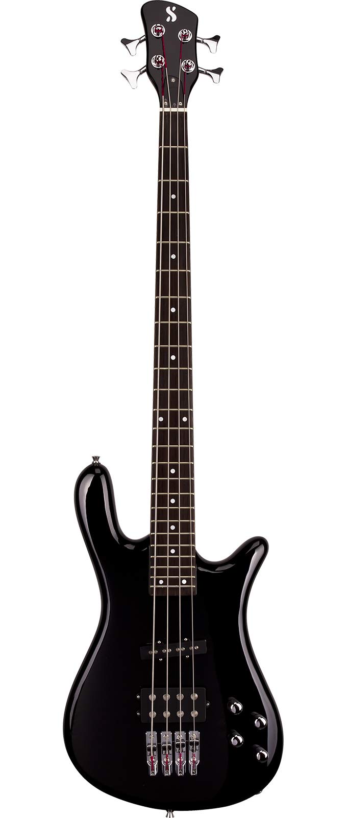 SX ELECTRIC BASS ARCHED BODY 4 STRING IN HIGH GLOSS BLACK FINISH