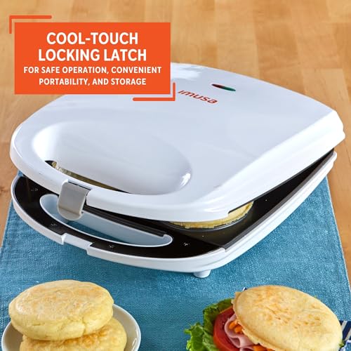 Image of Imusa USA GAU-80300 4 Slot Electric Arepa Maker with Nonstick Surface (1,200-Watts), White