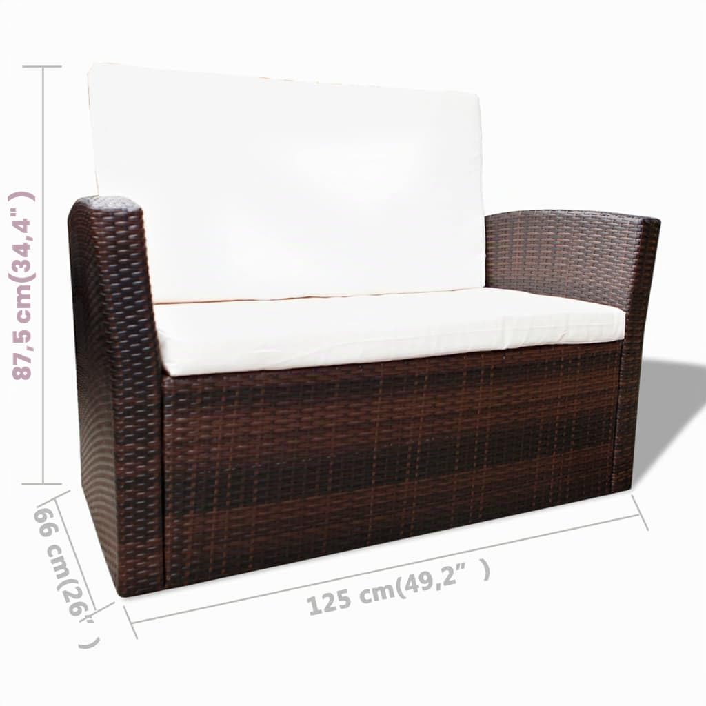Set Muebles de jardín 4 Piezas y Cojines ratán sintético marrón