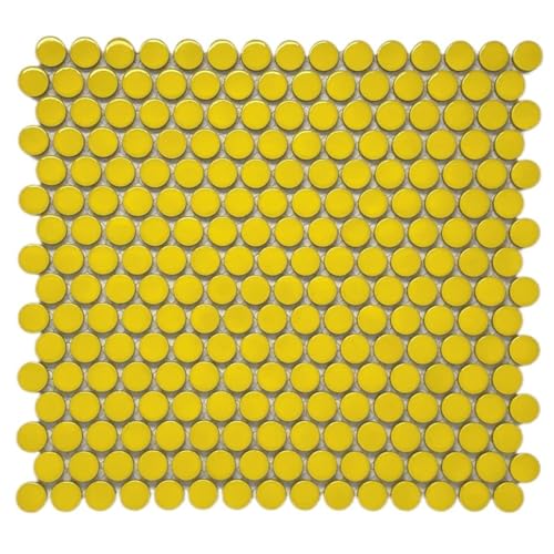 Tenedos Yellow Penny Round Porcelain Mosaic Tile for Floor Wall