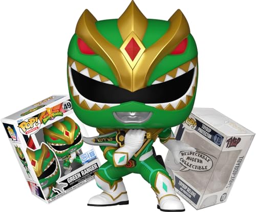 Funko Green Ranger with Dragon Dagger - Mighty Morphin Power Rangers EE Exclusive + ToyBop Protector: Retro Pop! Comics Vinyl Figure (Bundled with Pro-Deluxe Pop Protector Collector Case Box Gift Set)