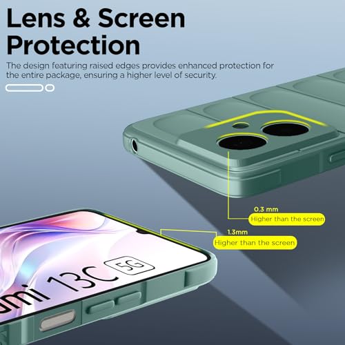 Image of Pikkme Redmi 13C 5G Back Cover Soft Matte Liquid Silicone TPU | Camera Protection | Shockproof Slim Back Case for Redmi 13C 5G (Green)