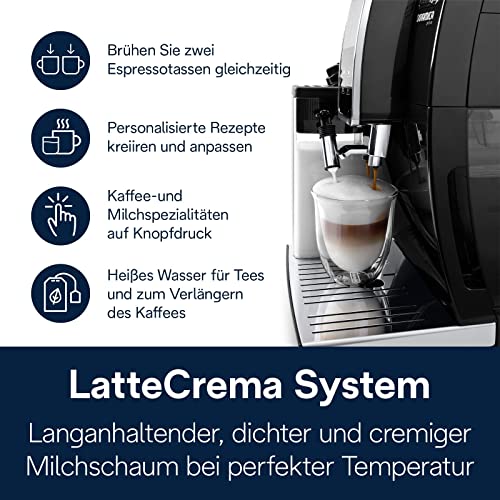 De'Longhi Dinamica Plus ECAM 370.70.B & Lavazza Kaffeebohnen im Set, Kaffeevollautomat mit LatteCrema Milchsystem und Farbdisplay inkl. 1 kg Lavazza ¡Tierra! For Planet, Schwarz – Bild 4