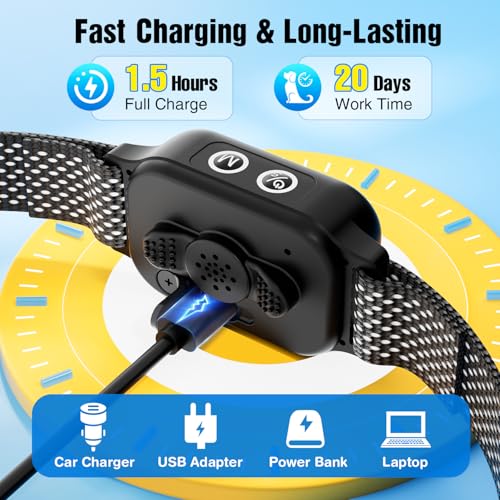 2 Pack Bark Collar, Smart Dog Bark Collar for Large Medium Small Dogs, Rechargeable Ultra-Light Training Collar with Beep Vibration, Anti Barking Device with 5-Level Sensitivity (Black) - Image 7