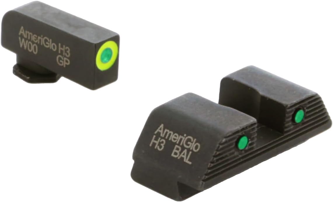 AMERIGLO Trooper Series - Three-Dot Green Tritium Design Glock Set Front Outline LumiGreen Gen 5 9mm/.40