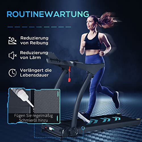 HOMCOM Laufband Klappbar elektrisch 550 W 1-12 km/h 2HP LCD-Display Handyhalterung geeignet für Home Gym Indoor Fitness leicht zu bewegen und zu lagern Schwarz 153 x 77 x 124 cm – Bild 5