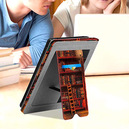 Fintie Stand Case For 6” Kobo Clara Hd/Kobo Nia Ereader - Premium Pu Leather Protective Cover With Card Slot, Hand Strap And Auto Sleep/Wake Function, Library #TOP6
