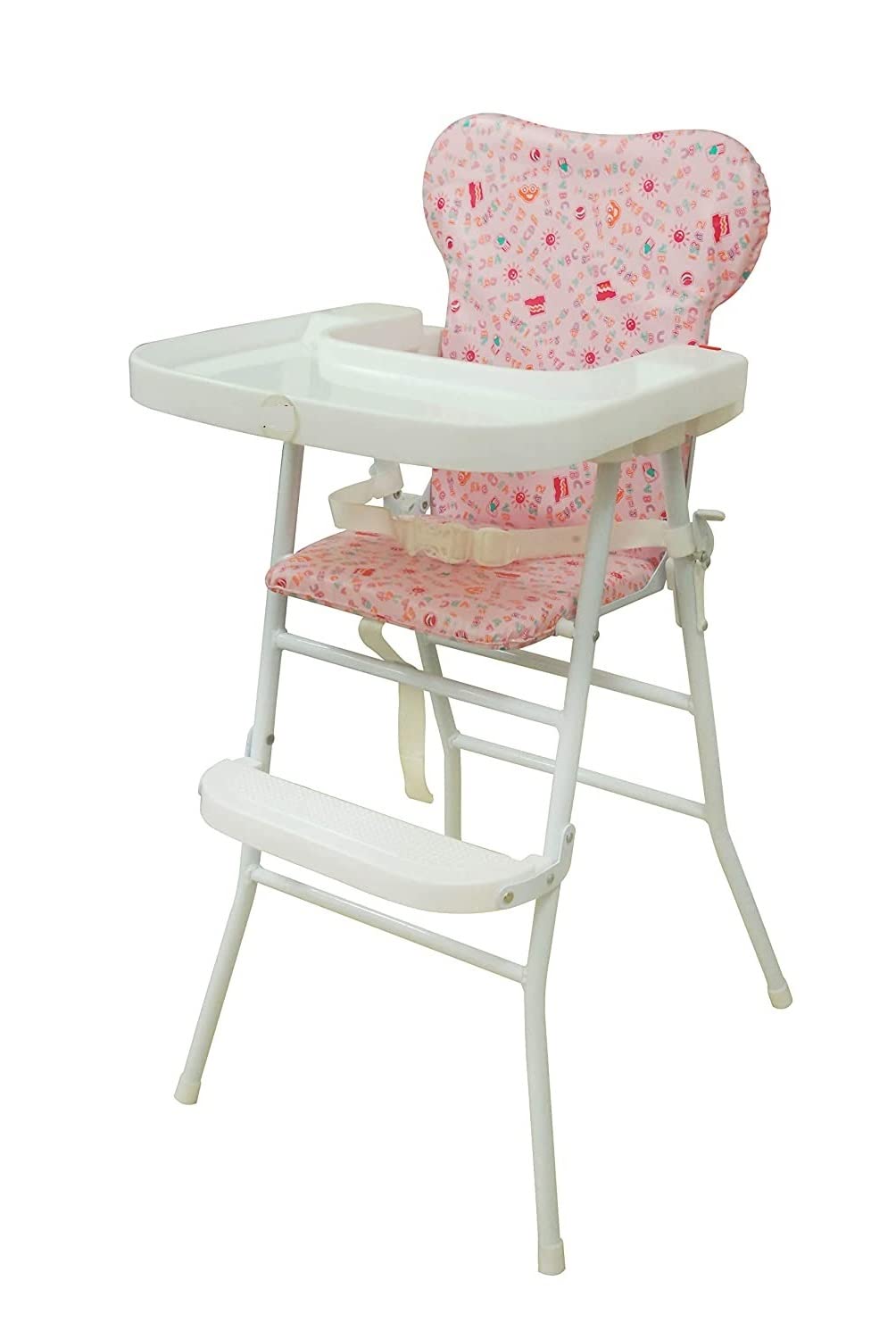 GRAZIA STEELART Mealtime High Chair for Baby with Soft Cushion and Protection Belt (Pink)-image-47