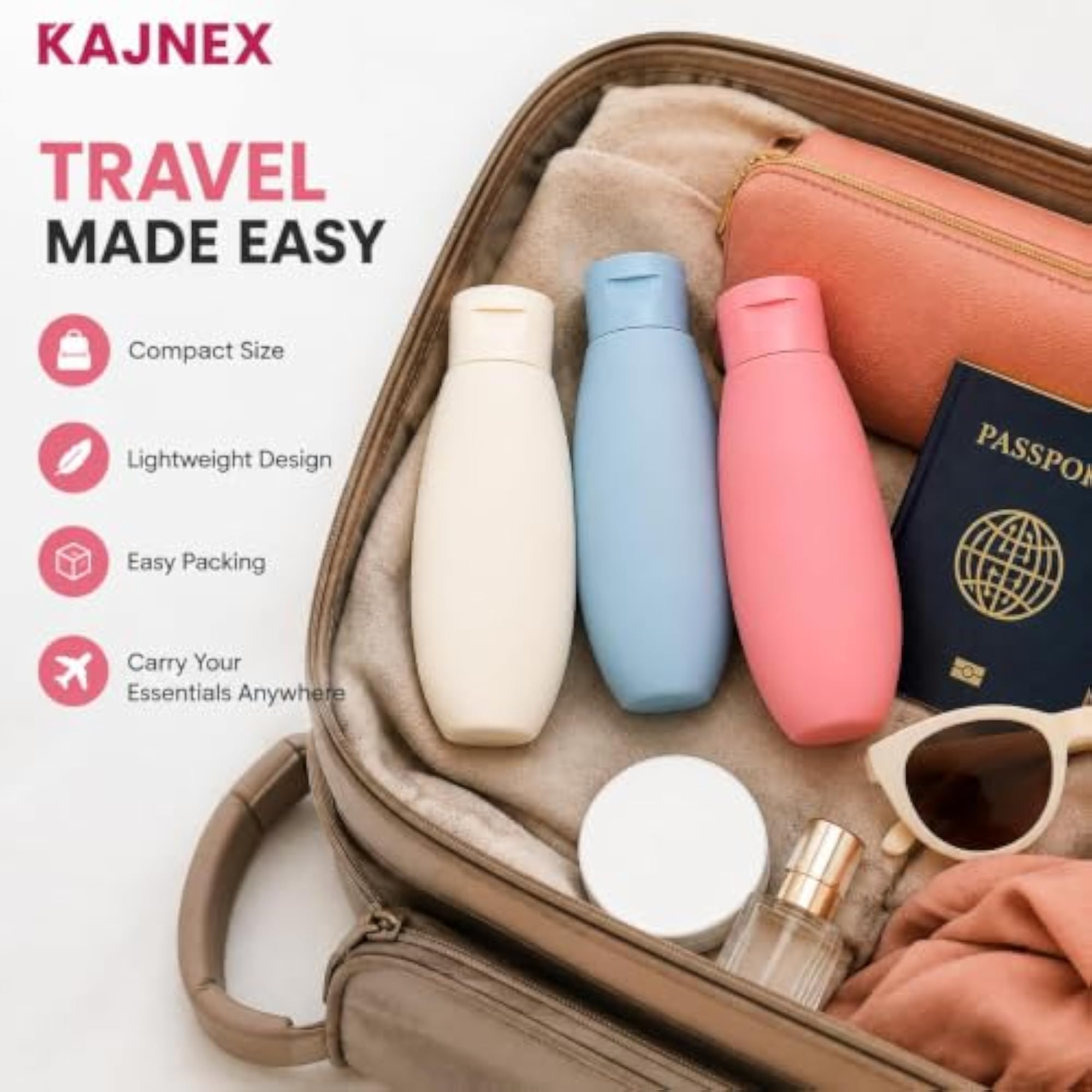 Leakproof Empty Travel Containers for Shampoo, Lotion, Cream