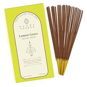 Lemon Grass Incense Sticks, Organic Hand Dipped 100 Sticks with Natural Herbs & Aromatic Ingredients, Burn Time 45 to 60 Minutes, Incense for Positivity, Yoga, Meditation, Relaxation, Spiritual Gift