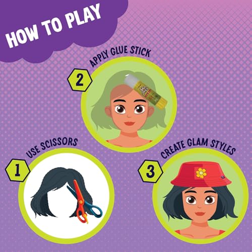Image of SparkLPlay Craft Kit for Kids - DIY Scissor Skills Activity Set - with 18 Hairstyle & Dress-up Crafts for Girls Ages 3+ (My Style Studio)