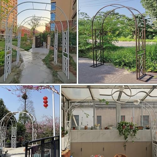 Heavy Duty Garden Arch Wedding Arbor - Weather Resistant Pergola Trellis for Climbing Plants, Outdoor Decorations, Backyard Ceremony, Party (White, 71" W x 90.5" H)