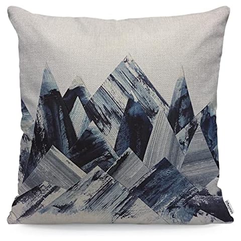 WONDERTIFY Mountains Cushion Cover Abstract Mountain Art Decorative Throw Pillow Covers, Sofa Pillow Case Blue Grey 45X45 Cm Cover