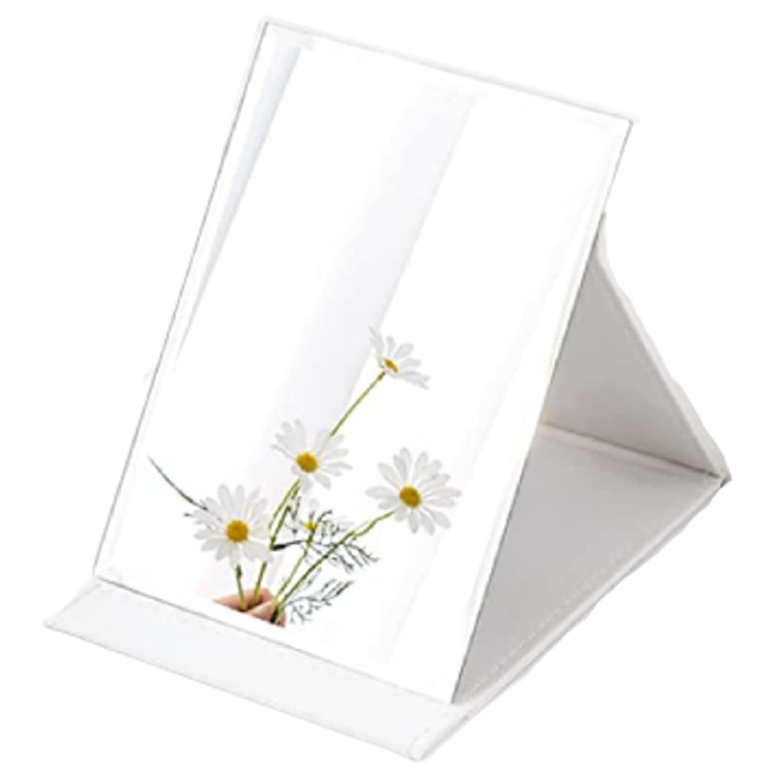 ARQIVO Mirror, Desktop Mirror, Creative Folding PU Leather Makeup Mirror, Smart Portable Mirror, Desktop Folding Mirror with Stand, Simple Fashion White Mirror (Pack of 1)-image-23