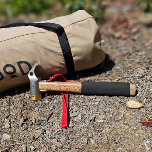 Martillo para Estacas de Tienda de Acero con Mango de Madera Sólida y Agarre Acolchonado - Correa de Seguridad, Cobre miniatura 2