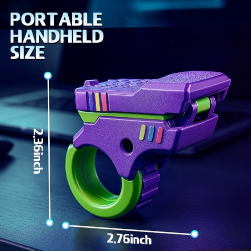 Image of Valentines Day Gifts for Him 3D Fidget Slider Toy Adults Teen, 5 in1 Fun Fingertip Fidget Ring Hand Roller, Fidgets Spinner Pistol Toy for Focus Stress Relief, Gift for Teen Men, 2 PCS /Plastic