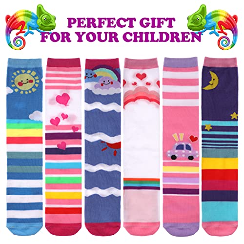 Image of FNOVCO Girls Knee High Socks Cartoon Animal Patterns Cotton Over Calf Socks