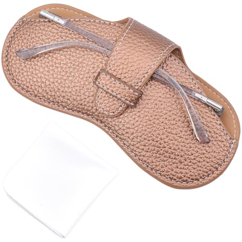 Image of CREATCABIN Glasses Case Slim Sunglasses Case Bag Portable Lightweight Travel Leather Eyeglasses Spectacle Holder Pouch Cover with Soft Cleaning Cloth Gift for Women Men Holiday 6.9x3.4 Inch BurlyWood