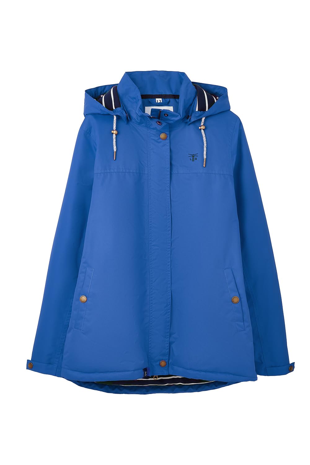 LightHouse Women's Eva Hooded Waterproof Coat - Ladies Breathable, Windproof, Mid-hip Jacket with Insulated Padding - Deep Indigo - 12