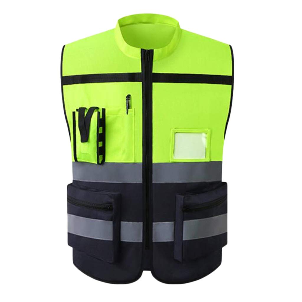 Zeripikfoasp Lot De 5 Gilets Haute Visibilité - Gilet Sécurité Réfléchissant Respirant Avec Bandes 360°, Vert Fluorescent Homme Femme Travail Chantier Vélo