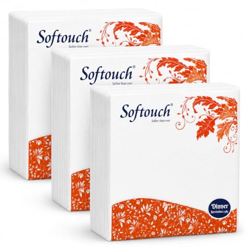 Image of Softouch 2 Ply tissue paper Napkin 40x40 cm 50 Pcs each-Set of 3
