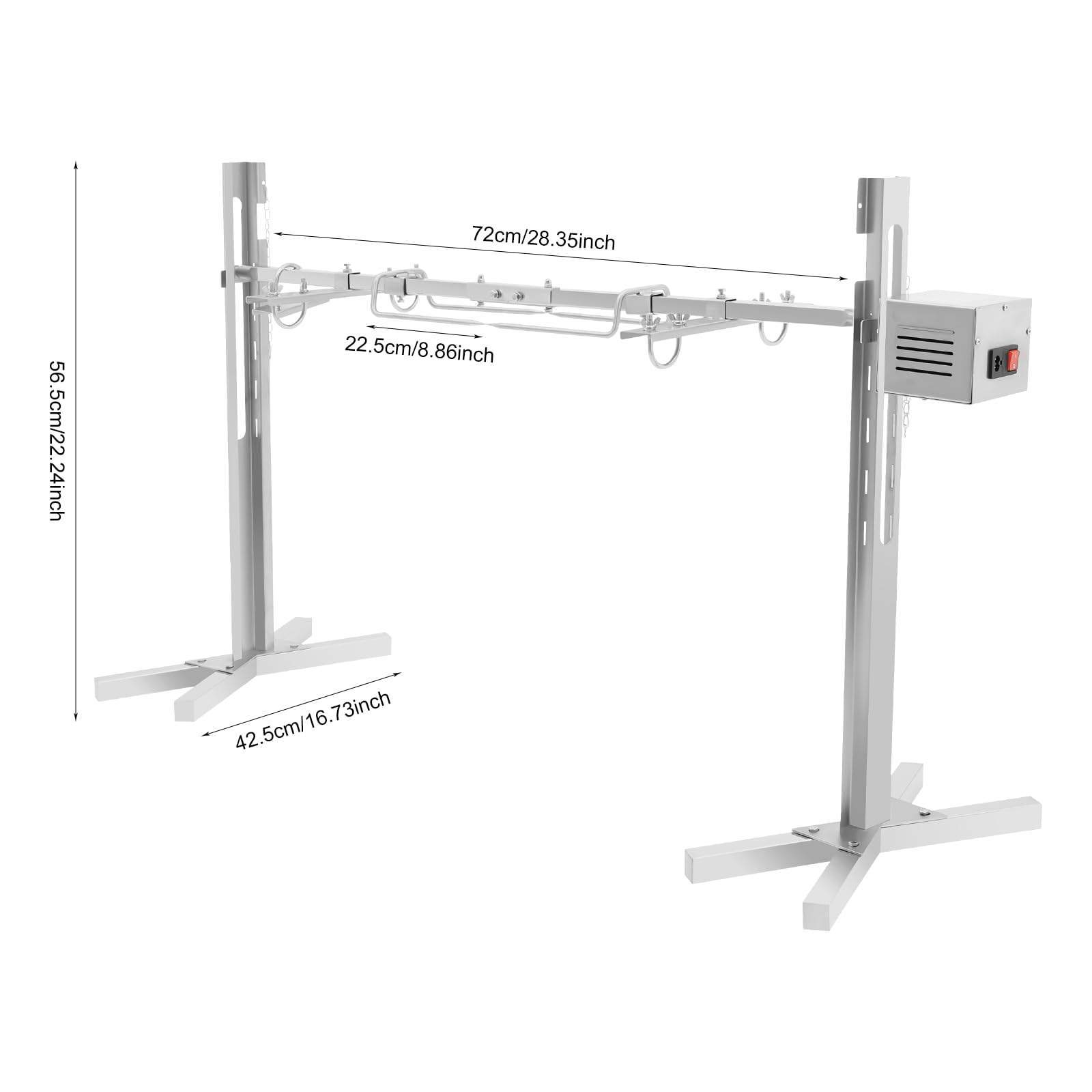 spiedo elettrico da 40 kg | Griglia per maiale allo spiedo in acciaio inox, griglia per agnello, griglia BBQ con spiedo girevole regolabile in altezza su 5 livelli | Griglia per spiedo da