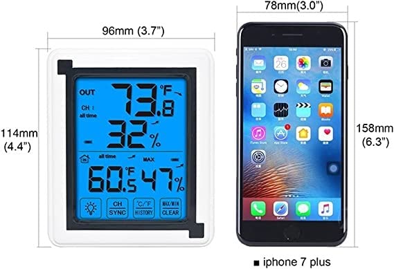 Touch Screen Weather Station + Outdoor Forecast Backlight Thermometer Hygrometer Wireless Weather Station