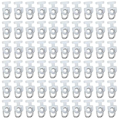 Glisseurs Pour Rail À Rideaux 60 Pcs Glissière De Crochet De Rideau Rideau Poulie À Rideaux En Plastique Roue Rideau Coulissant Poulie Pour Rideau De Fenêtre Porte Rideau De Douche(Blanc) Cover