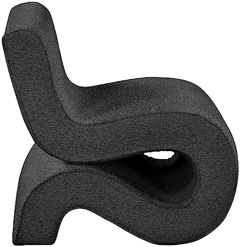 Sillón Curvo Negro Tapizado en Tela miniatura 6