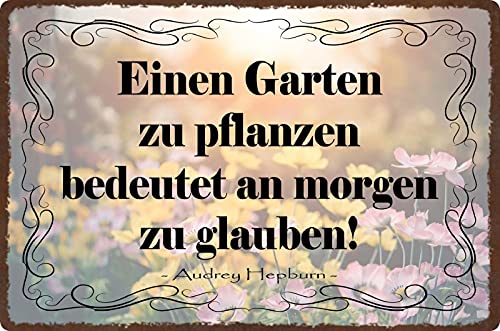 Cartel de chapa 20 x 30 cm arqueado un jardín a plantas decoración regalo cartel