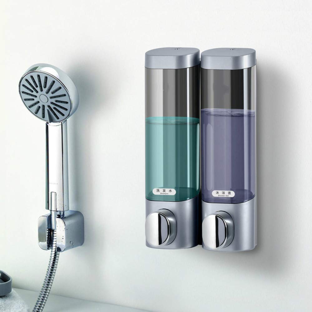 Dispenser di Sapone per Montaggio a Parete Shampoo Dispensers Doccia Gel detersivo Bottiglia Senza Odore di plastica Accessori per Il Bagno per la Cucina dell'hotel Doppio Bianco