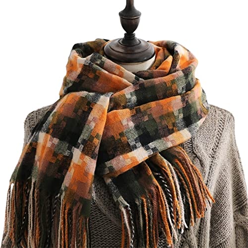 Sciarpa Donne sciarpa inverno plaid sciarpa donna inverno lungo nappa scialle wrap moda imitazione cashmere caldo sciarpe da uomo regalo da uomo Scialle(D)